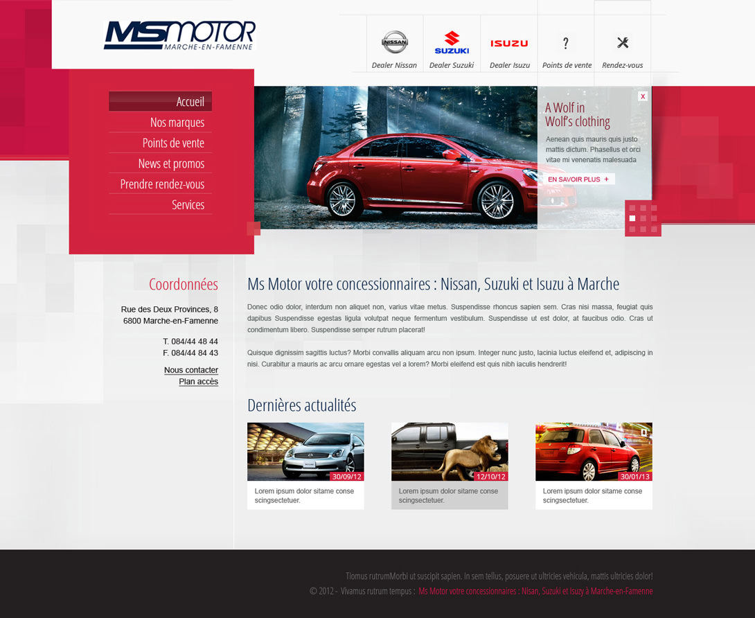 Webdesign du site Internet Ms Motor Concessionnaire officiel Nissan et Suzuki